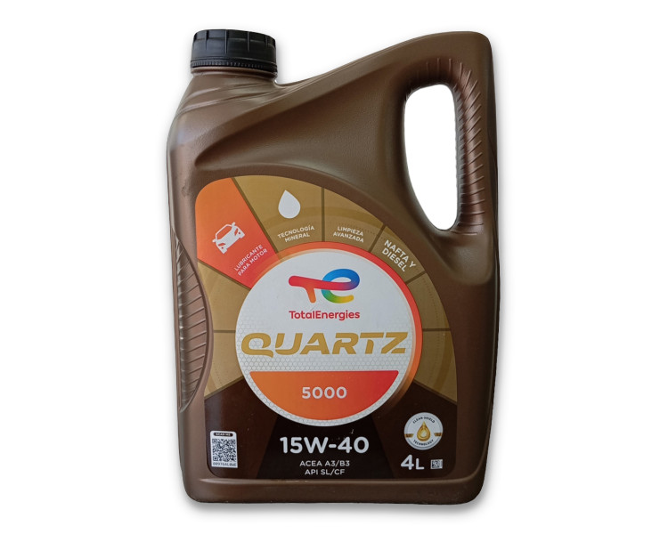 Aceite Mineral motor Total Quartz 5000 15w40 Nafta/Diesel x 4 Lts.